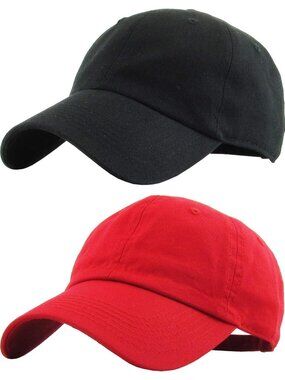 〽️Unisex Red Black Adjustable Low Crown Baseball Classic Cotton Plain Dad Hats